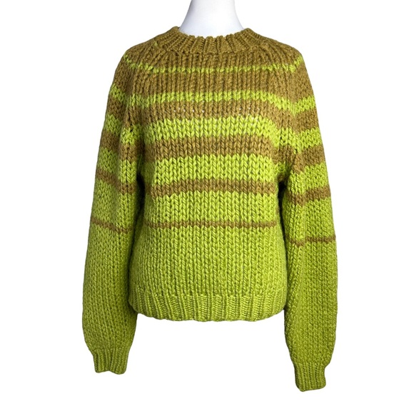 Paloma Wool Alpaca Blend Sweater Trance Green Brown Striped Chunky Pullover - Picture 3 of 10